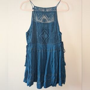 Teal Lace Halter Dress